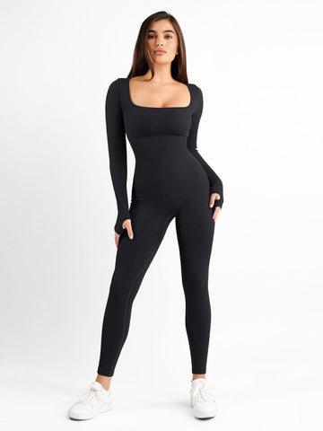 Shapewear Long Sleeve Seamless Thumb Hole Jumpsuit