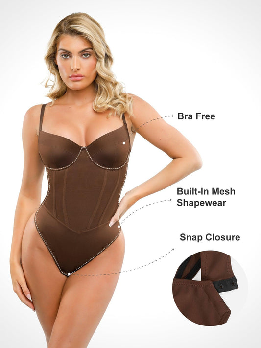 Shapewear Tummy Control Corset Thong Bodysuit For Insiders