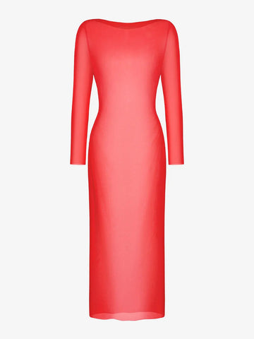 Long Sleeve Sheer Mesh Maxi Cover-Up