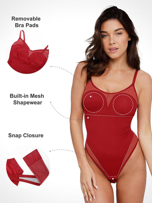 Shapewear Slimming Illusion Mesh Camisole Bodysuit