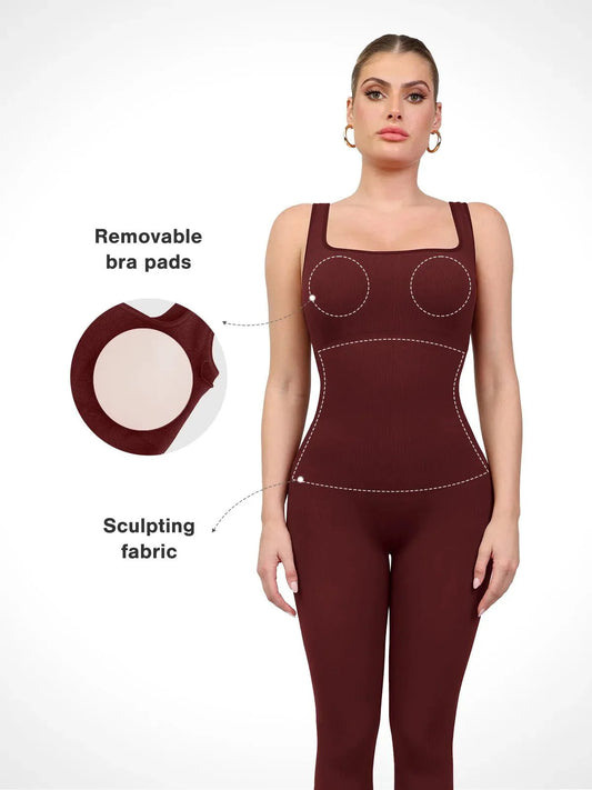 Shapewear Seamless Square Neck Butt Lift Workout Jumpsuit