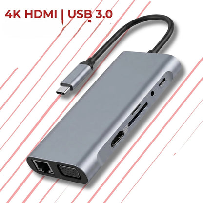 11 in 1 USB C Hub Dock HDMI 4K VGA RJ45 USB Docking Station For Laptop