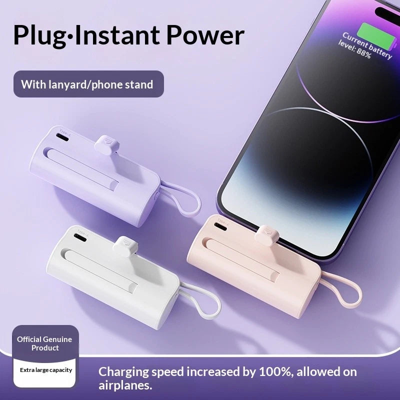 Mini Portable Power Bank 5000mAh 10000mAh USB Type-C & Apple Charger