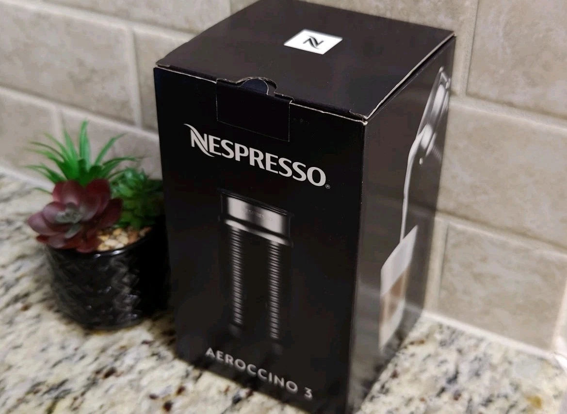 NEW! Nespresso Aeroccino 3 Electric Milk Frother - Black (3694-US-BK)